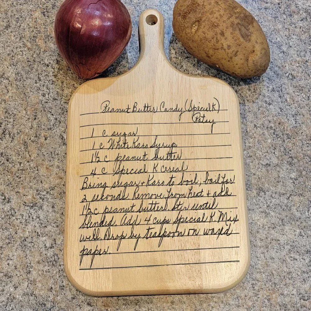 Engraved Handwriting Recipe Oak Cutting Board - Personalized Cutting Board